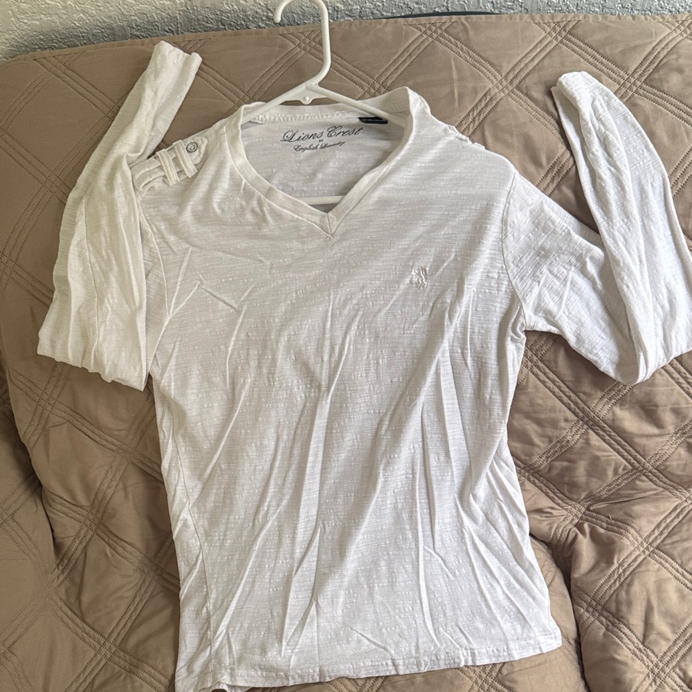 White V-Neck Long Sleeve Sweater by Sean John